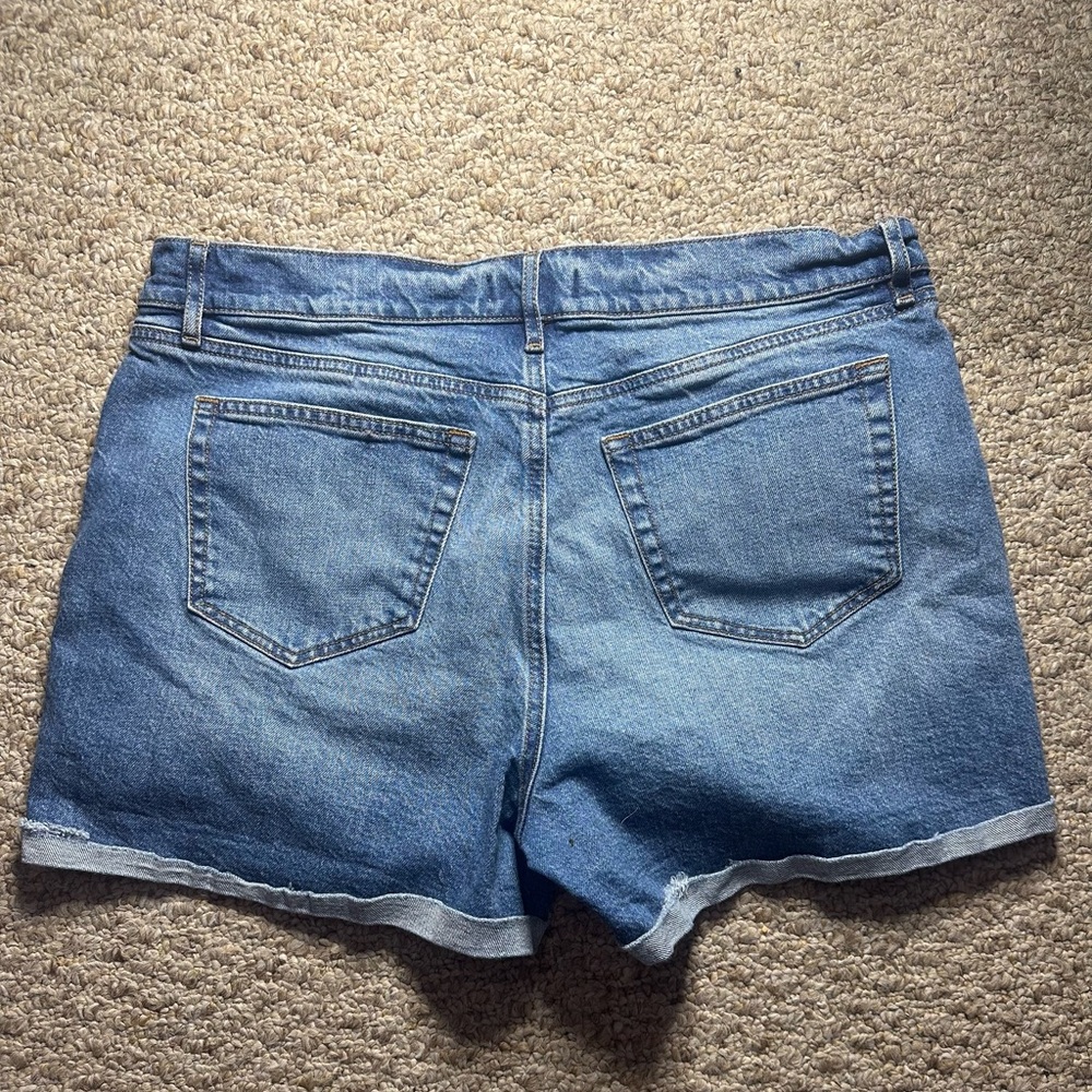 Loft Made & Loved Stretch High Rise Blue Denim Cuffed Shorts Womens Size 12 - Picture 3 of 6